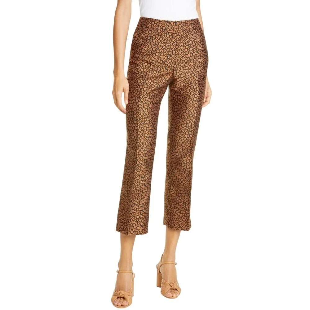 Kate‎ Spade Size 8 Flora Leopard Jacquard Crop Trouser Pants